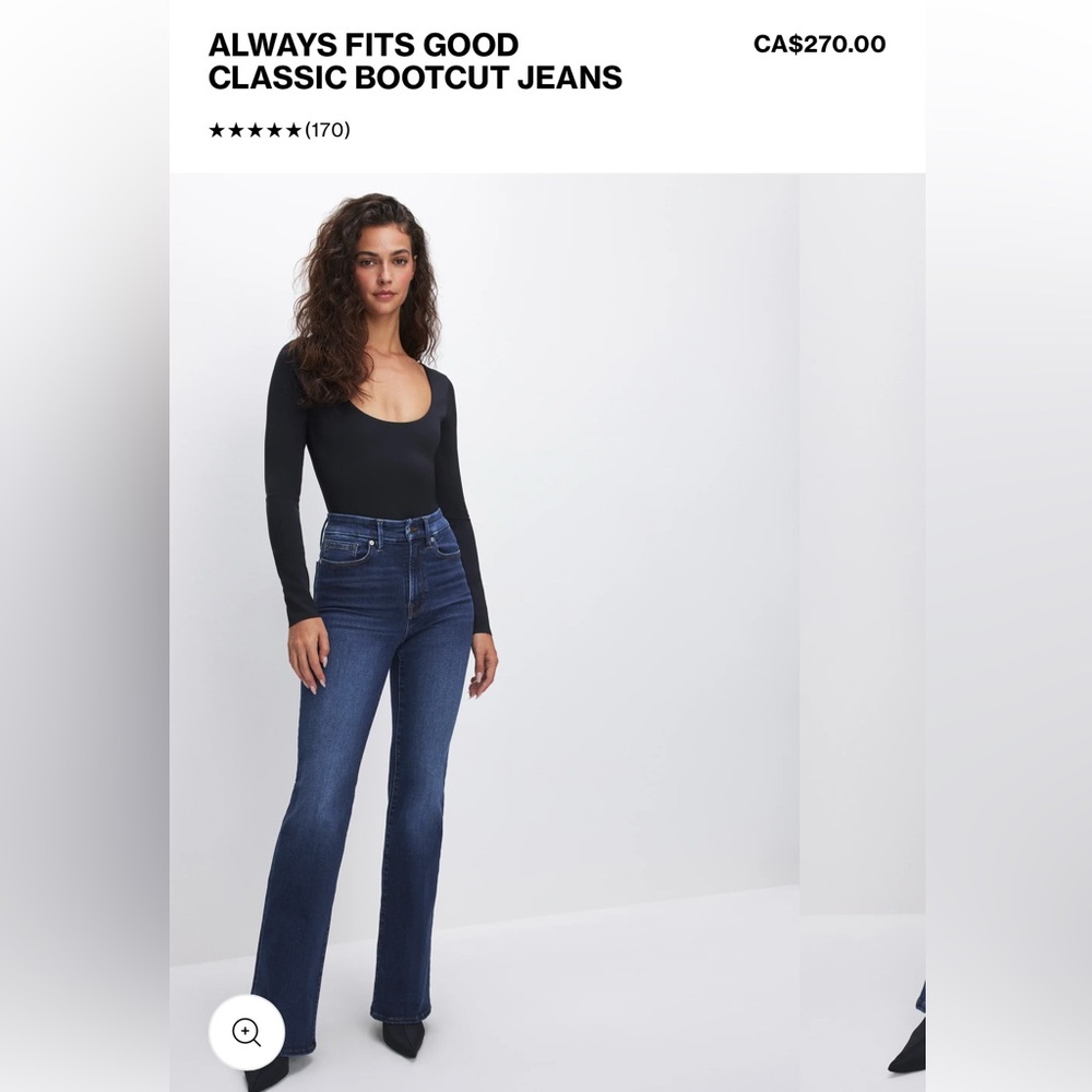 GOOD AMERICAN ALWAYS FITS GOOD CLASSIC BOOTCUT JEANS | INDIGO446 - / 6-12 ×